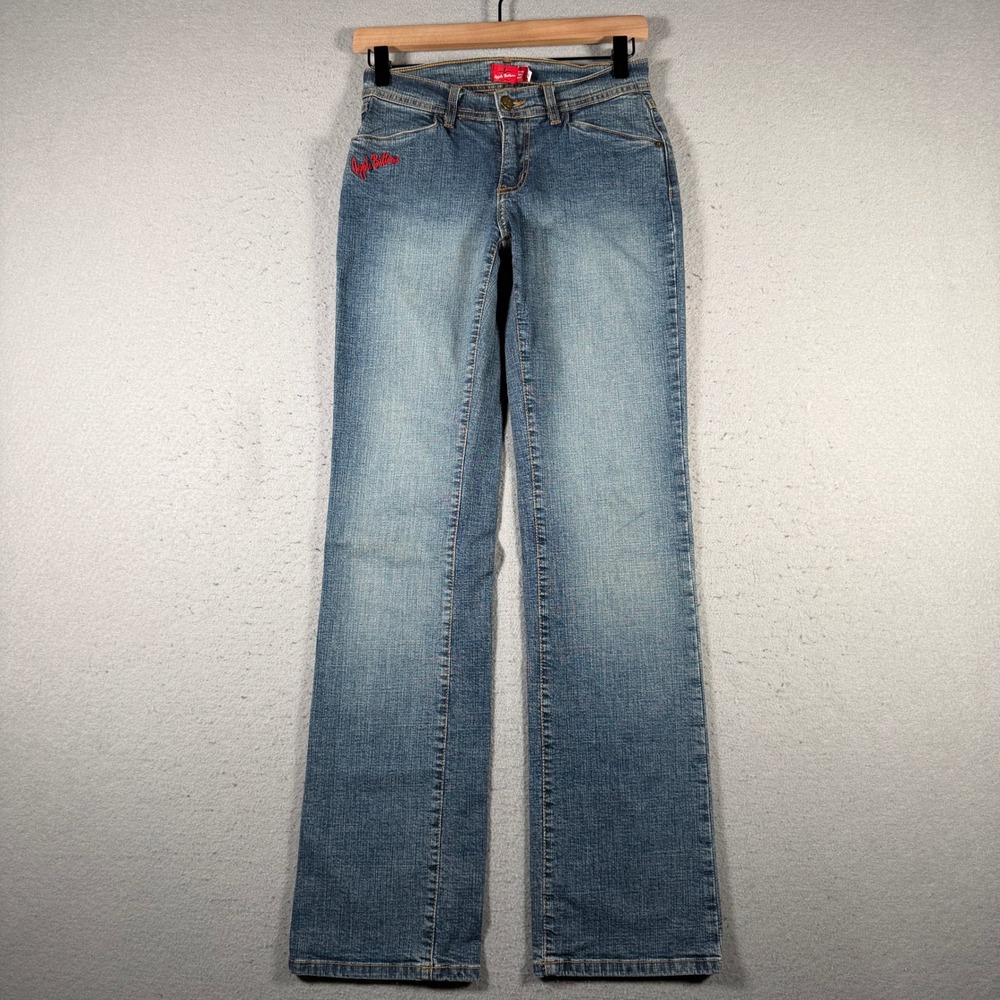 Apple Bottoms Womens‎ 6 Bootcut Jeans Medium Wash Blue Y2K Logo 5080-XTW 26x32